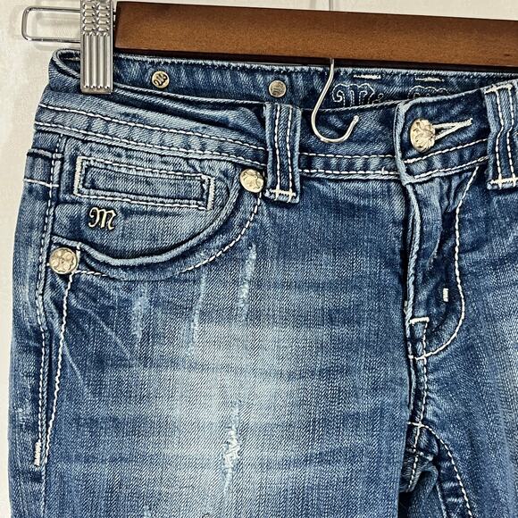 Miss Me Jean Bermuda Shorts Peace Rhinestones Distressed - Picture 3 of 7